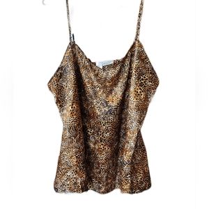 Satin Camisole Cami Leopard Cheetah Animal Print V-Neck Lingerie Tank Top